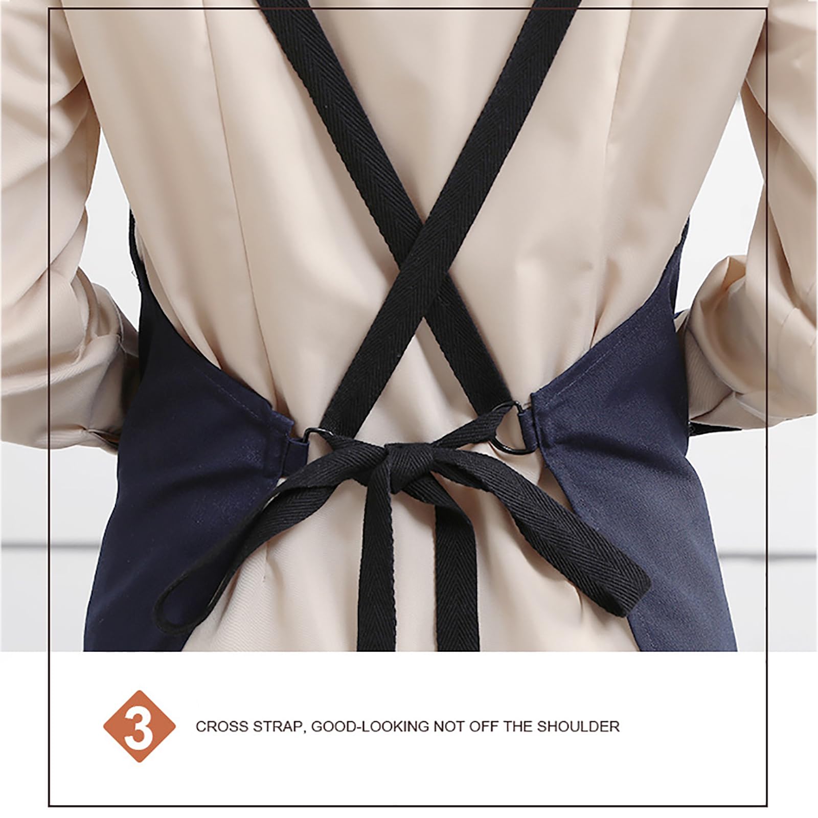 Tablier de cuisine réglable en toile de coton avec poches pour la cuisine, la pâtisserie, le jardinage