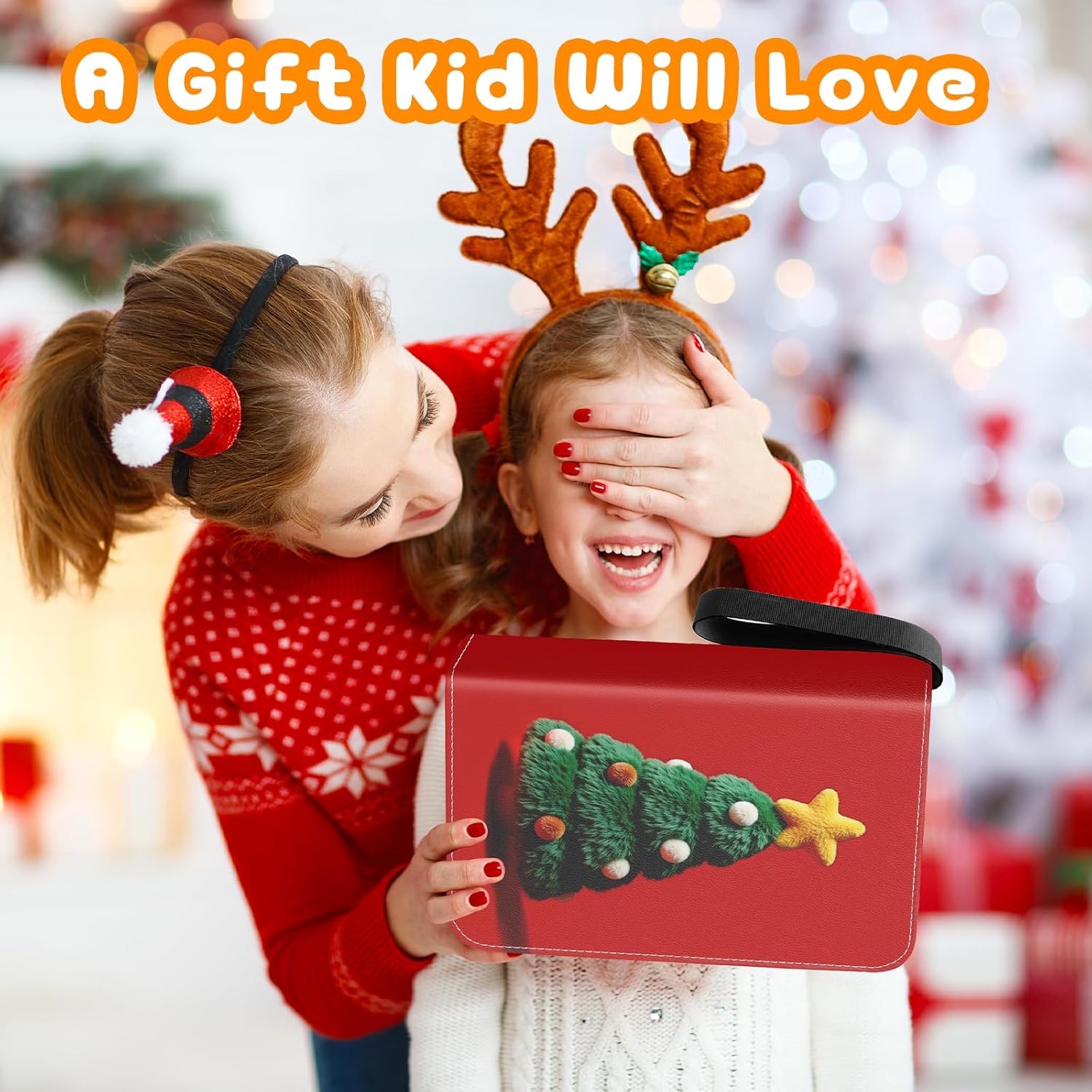4-Pocket Trading Card Binder with Zipper Closure, Holds 400 Cards with 50 Removable Sleeves, Christmas Gift for Boys & Girls Collecting Sports Cards, Photocards, or Game Cards Storage, Red