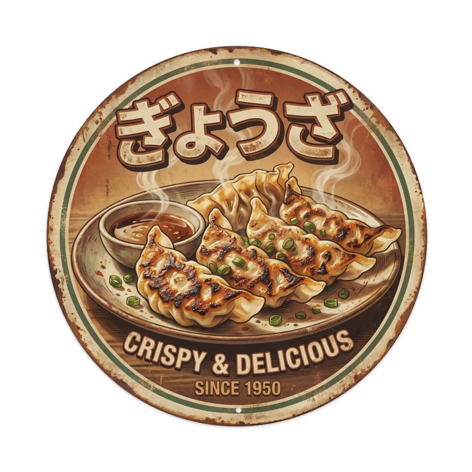 Cxhjca 8X8inch(20X20cm) Gyoza Japanese Street Food Vintage Americana Fried Metal Tin Sign