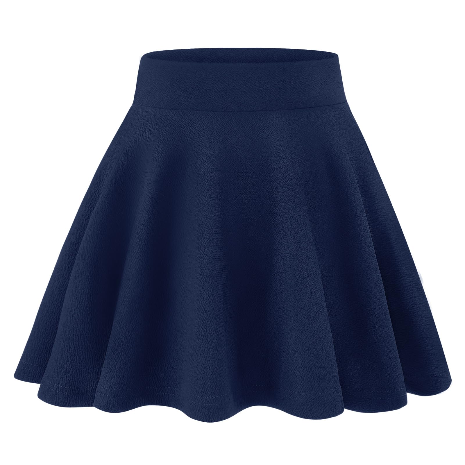 KEREDA Girls Casual Mini High Waist Stretchy Flared Pleated Skater Uniform Skirts