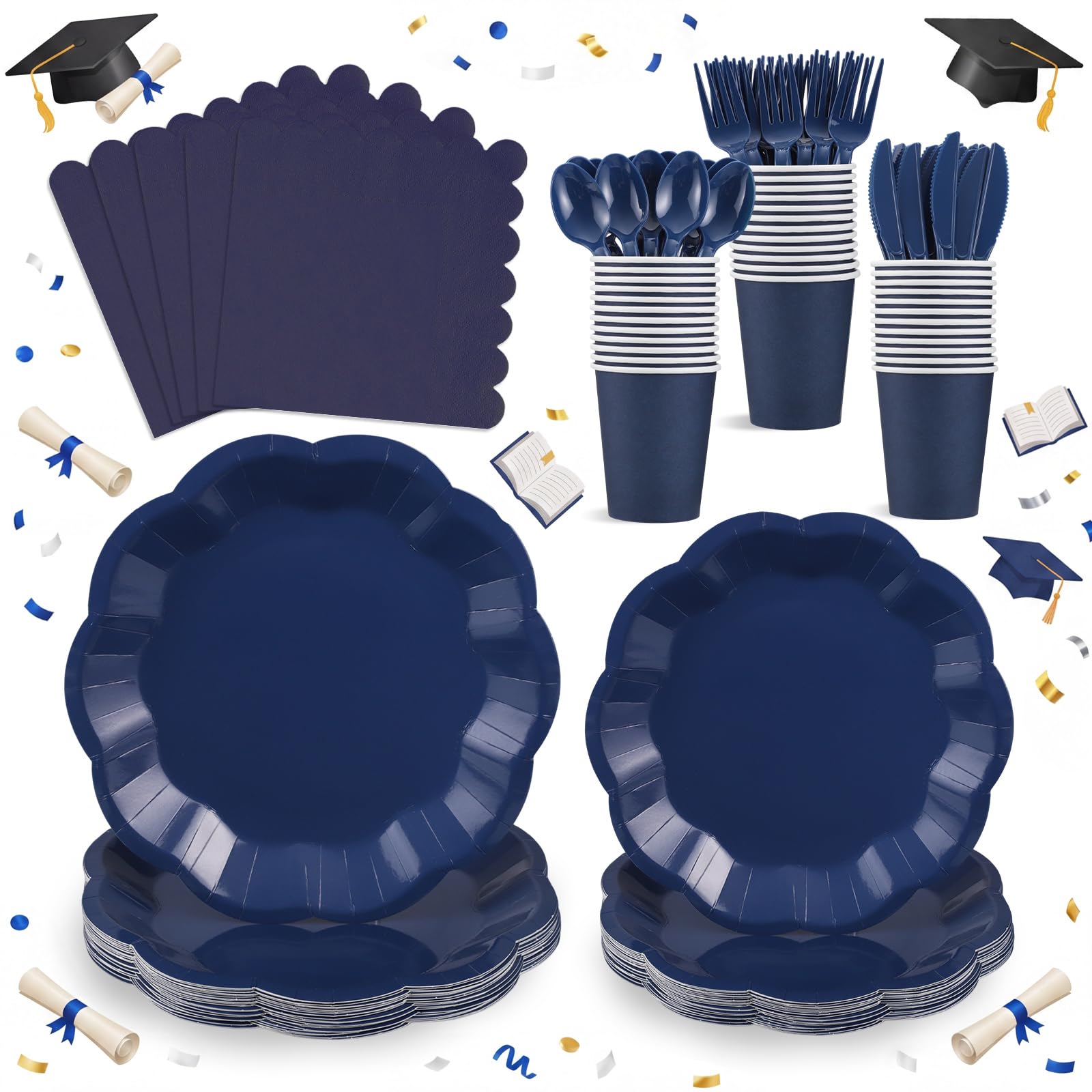 White Party Plates & Napkins - Serves 25 Guests -15