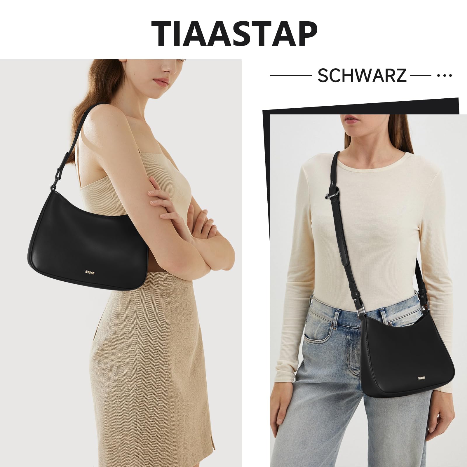 TIAASTAP Handtasche Damen klein Hobo Bag Elegant Umhängetasche Y2K Shoulder Bag for Women PU Leder Schultertasche Damen Klein Handtaschen mit Reißverschluss Coole Sachen für Teenager Mädchen