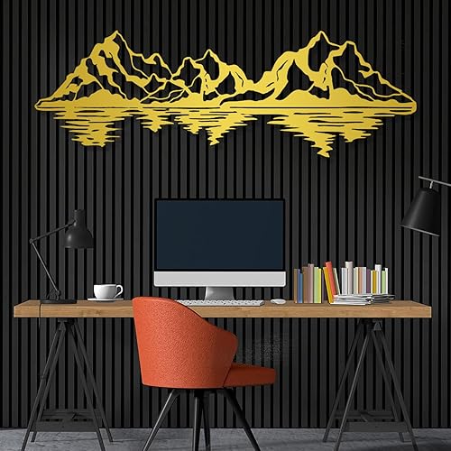 Miniatura 6 de Arte de pared de montaña de metal, decoración de pared de montaña, paisaje montañas, lago, arte de pared de naturaleza metálica, decoración de pared