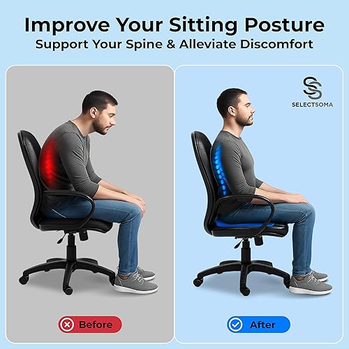 Miniatura 5 de SelectSoma Double-Thick Gel Seat Cushion for Long Sitting Pressure Relief for Back, Sciatica, Coccyx, Tailbone Pain - Cushion for Office Chair, Gel