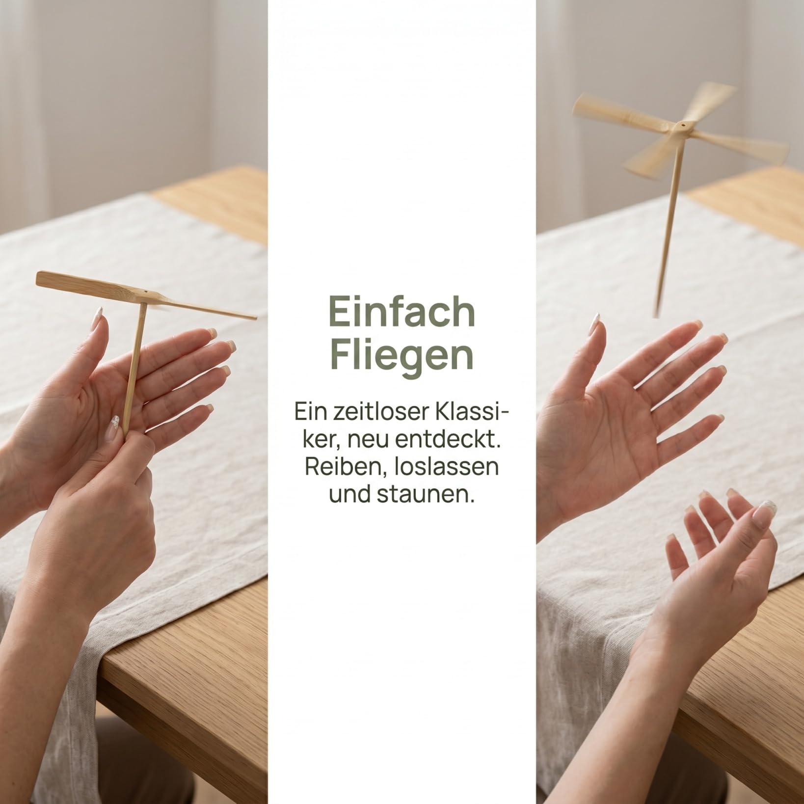 Toyvian Bamboo Dragonfly Spielzeug, 10Stück Fliegender Hubschrauber Spielzeug Holz Libelle Handreiben DIY Propeller Flugspielzeug Kinder Für Außenterrasse Garten Entwicklung Und Gehirntraining