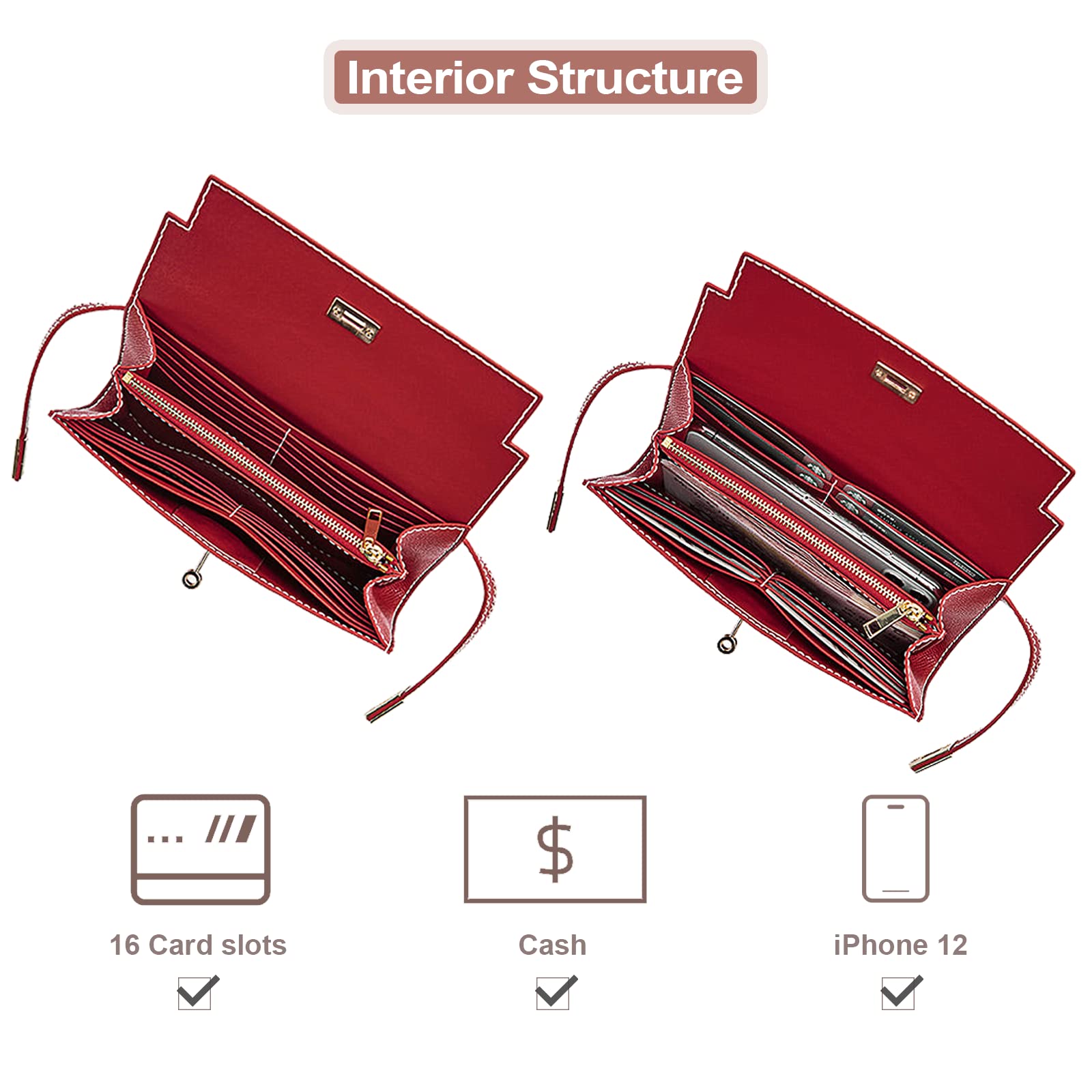 POPSEWING Kit de Bricolage de Portefeuille Long pour Femme, kit de Fabrication d'embrayage de Portefeuille en Cuir, kit d'artisanat en Cuir Fait à la Main pour Cadeau de Fille (Marron)