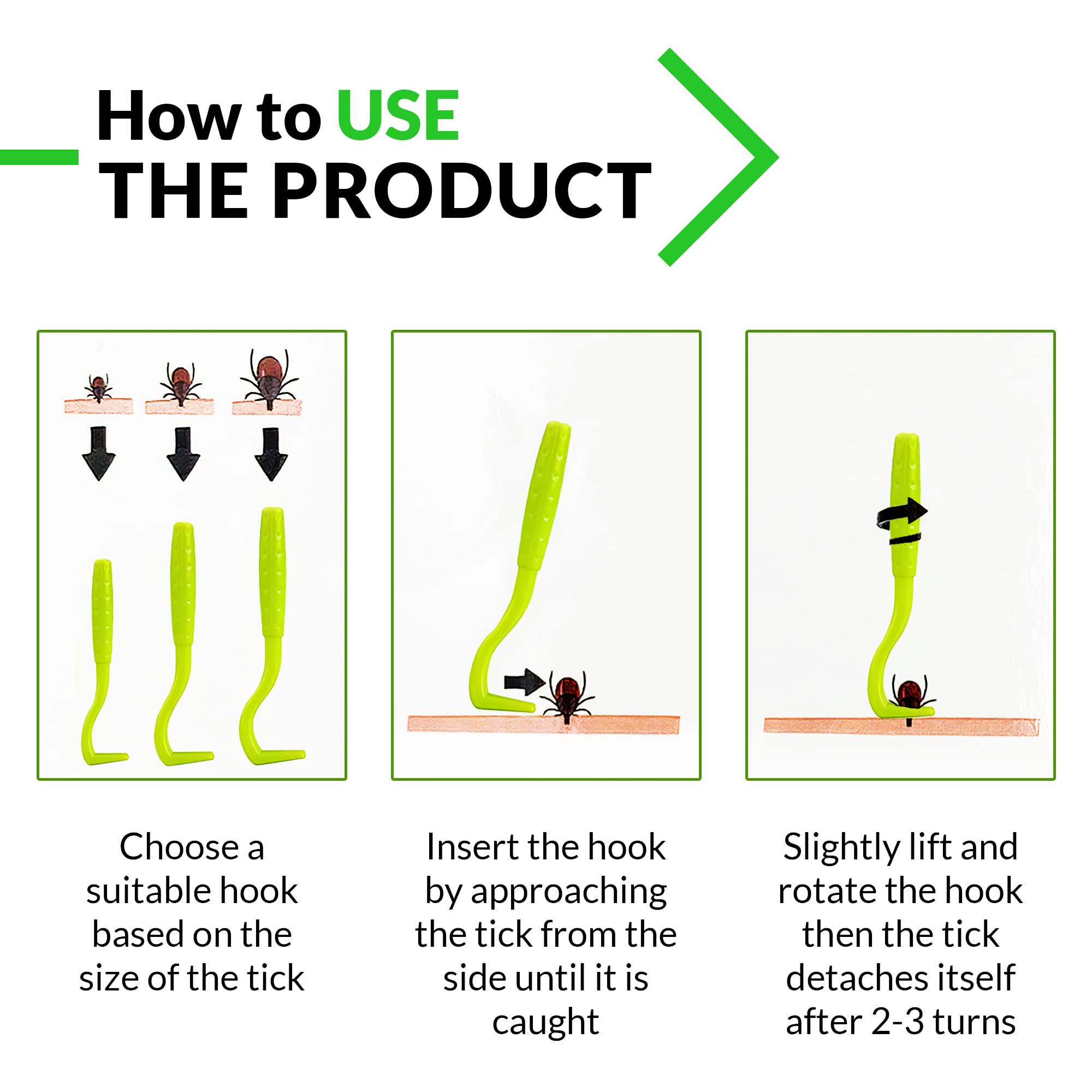 MYDAISY Juego de 3 Pinzas para Garrapatas Perros - Pinza Garrapatas - El único Set Antigarrapatas para Perros Que Necesitas - Quita Garrapatas (Verde) - 3