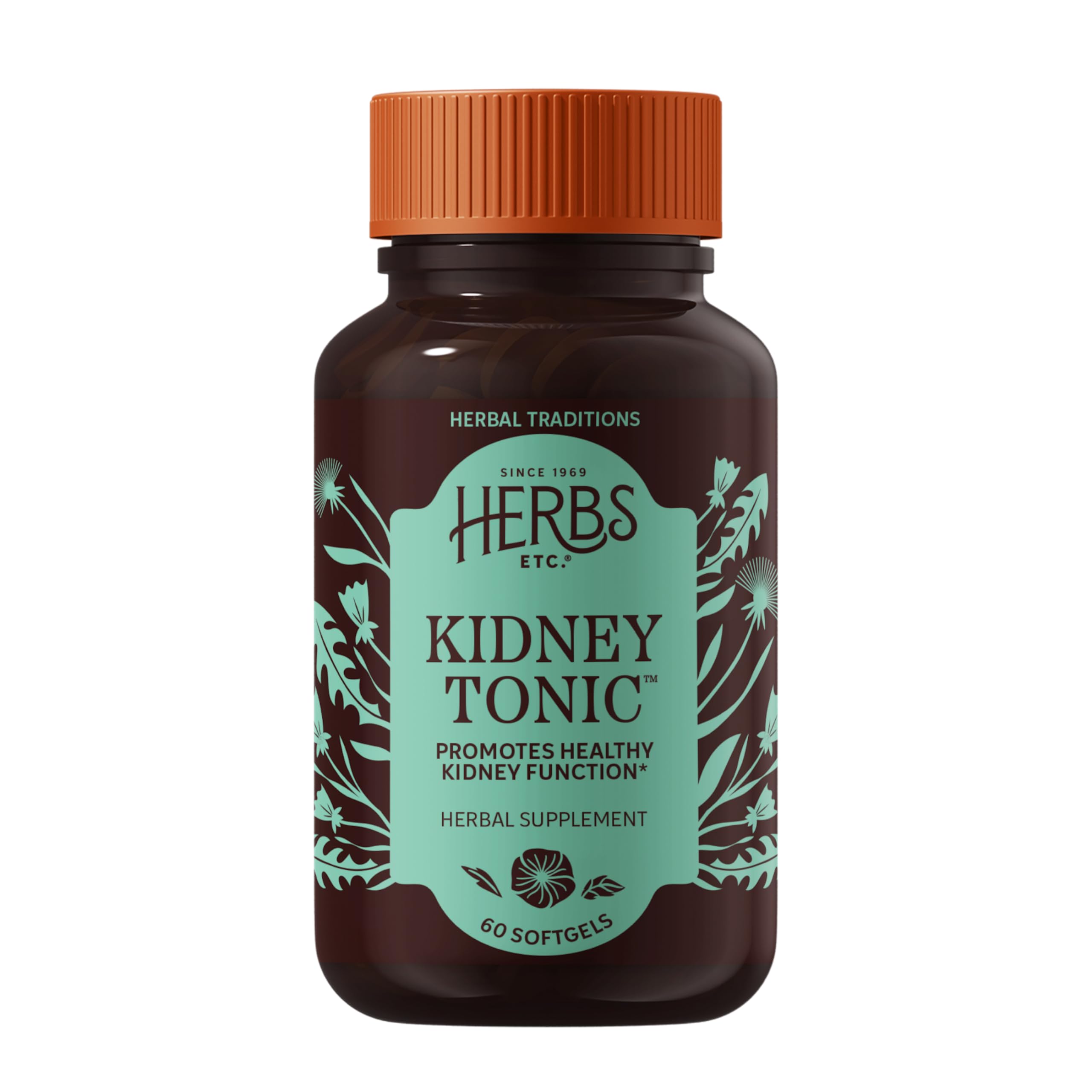Herbs Etc. Kidney Tonic Softgels - Function Supplement - Natural with Dandelion, Saw Palmetto & Parsley - 60 Softgels (60 Servings)