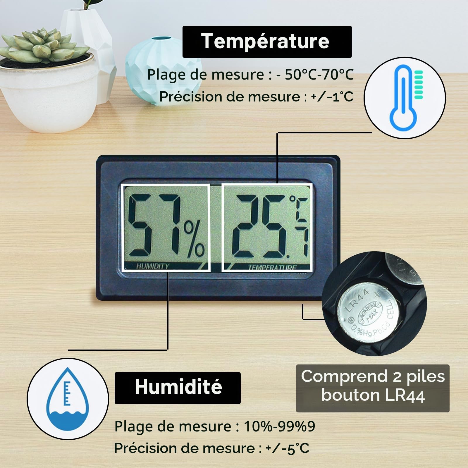 Terrarium Tank, Boîte à Nourriture Transparente en Acrylique pour Reptiles avec Hygromètre de Température