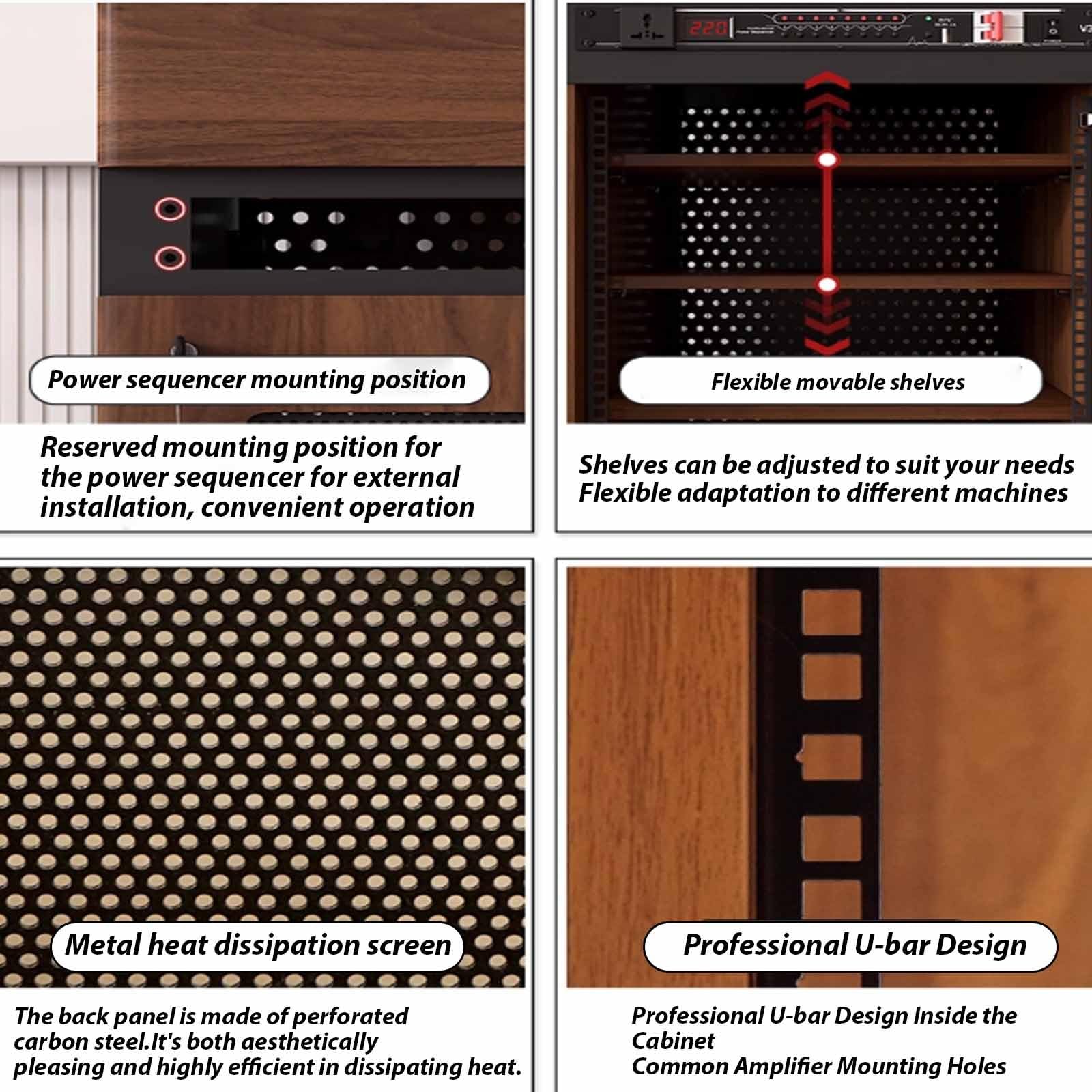 Armadietto per giradischi angolare in noce, supporto AV e supporto multimediale, moderno armadio stereo per dischi in vinile, altoparlanti e accessori (medie dimensioni)