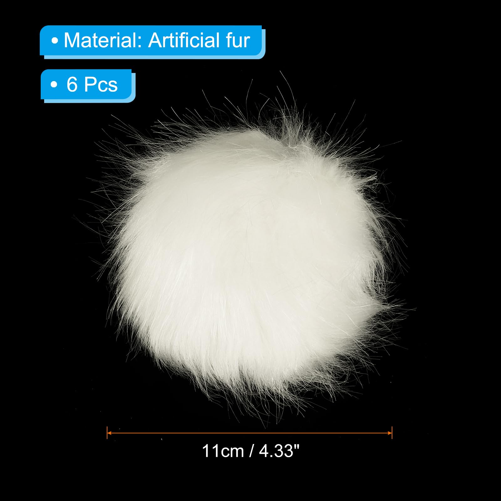 Patikil Faux Fur Pom Poms for Hats 6 Pcs Fluffy Soft Fur Balls with Elastic Loop for Keychain Knitting Hats DIY Scarves Gloves Bag Christmas - Image 2