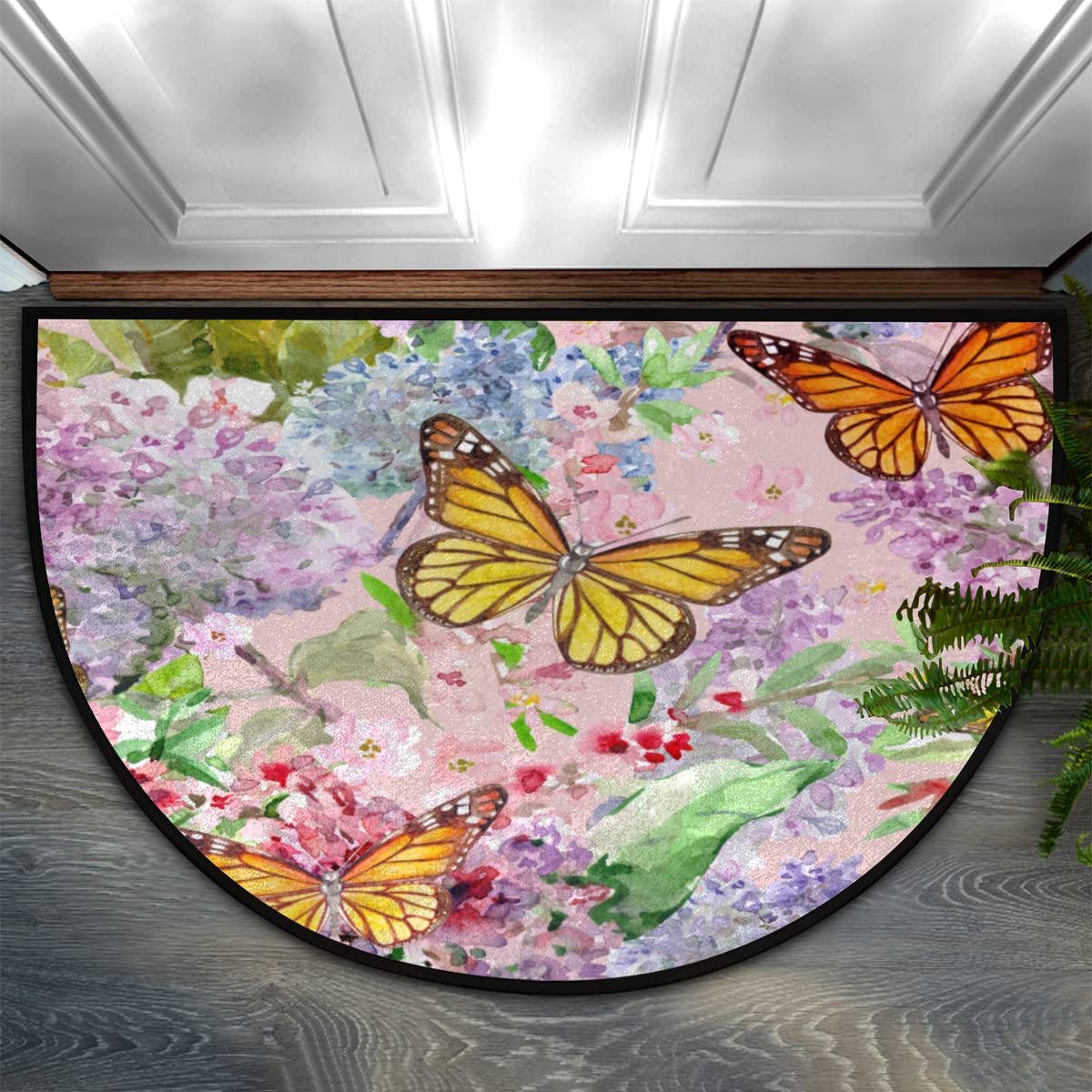 CURLYOOT Maple Leaves Half Round Door Mat, Indoor Outdoor Entrance Rug, Farmhouse Semi Circular Area Rug Non Slip Washable Absorbent Doormat Laundry Ro CURLYOOT Maple Leaves Half Round Door Mat, Indoor Outdoor Entrance Rug, Farmhouse Semi Circular Area Rug Non Slip Washable Absorbent Doormat Laundry Ro