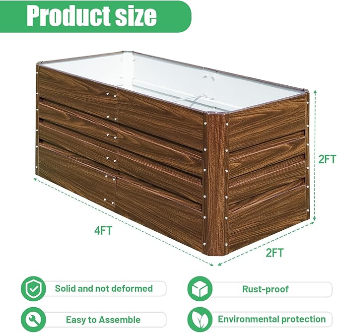 Constructed from durable and stable galvanized steel, this raised garden bed is built to last. The upgraded coated steel plate is resistant to rust and corrosion, ensuring that your garden bed will remain sturdy and reliable for years to come. The reinforced corners and thickened steel design allow the bed to support the weight of soil and plants without buckling or bending.