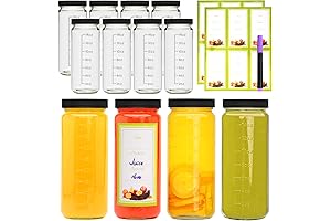 Reusable 16oz Glass Juice Bottles with Lids
