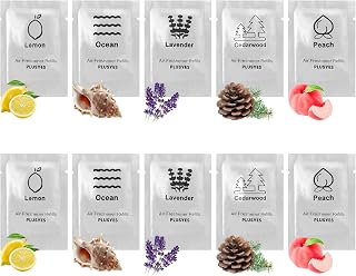 10 Pack Car Air Vent Clip Freshener Refills Solid Fragrance - 5 Scents Replacement Pads Car Fresheners Long Lasting - Variety Scent Refill - Cedarwood, Lemon, Ocean, Peach, Lavender