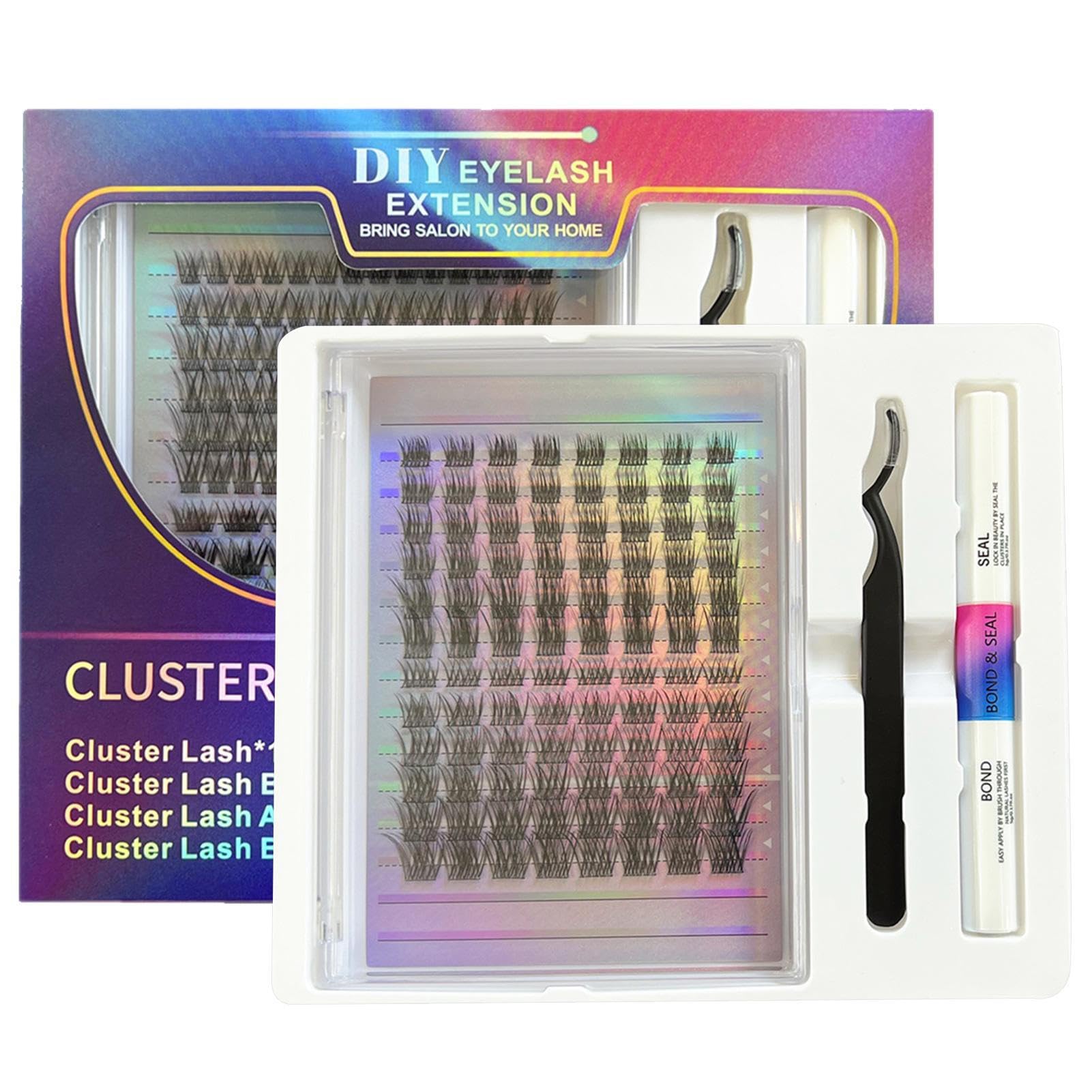 Cluster Lashes Kit, Clusters False Eyelash, Fluffy Cluster Lashes Kit, False Eye Lashes, Individual Lashes Diy, Waterproof Party Lashes, Diy Cluster Lash Extension Kit, Cluster Lashes For Christmas