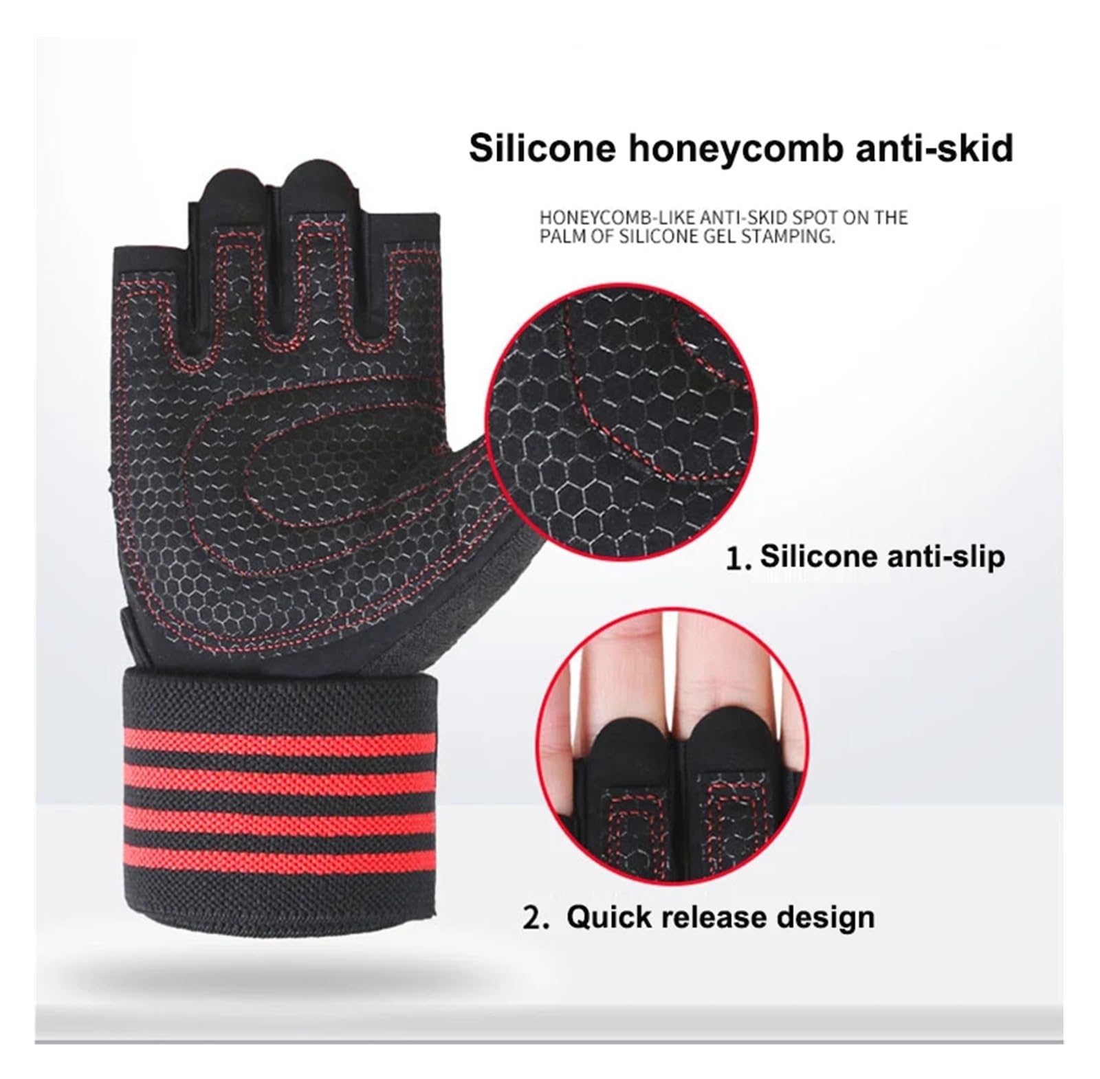 Guantes de entrenamiento de gimnasio para levantamiento de pesas con soporte par, transpirables y antideslizantes, protección completa de la palma para hombres y mujeres, guantes de gimnasio