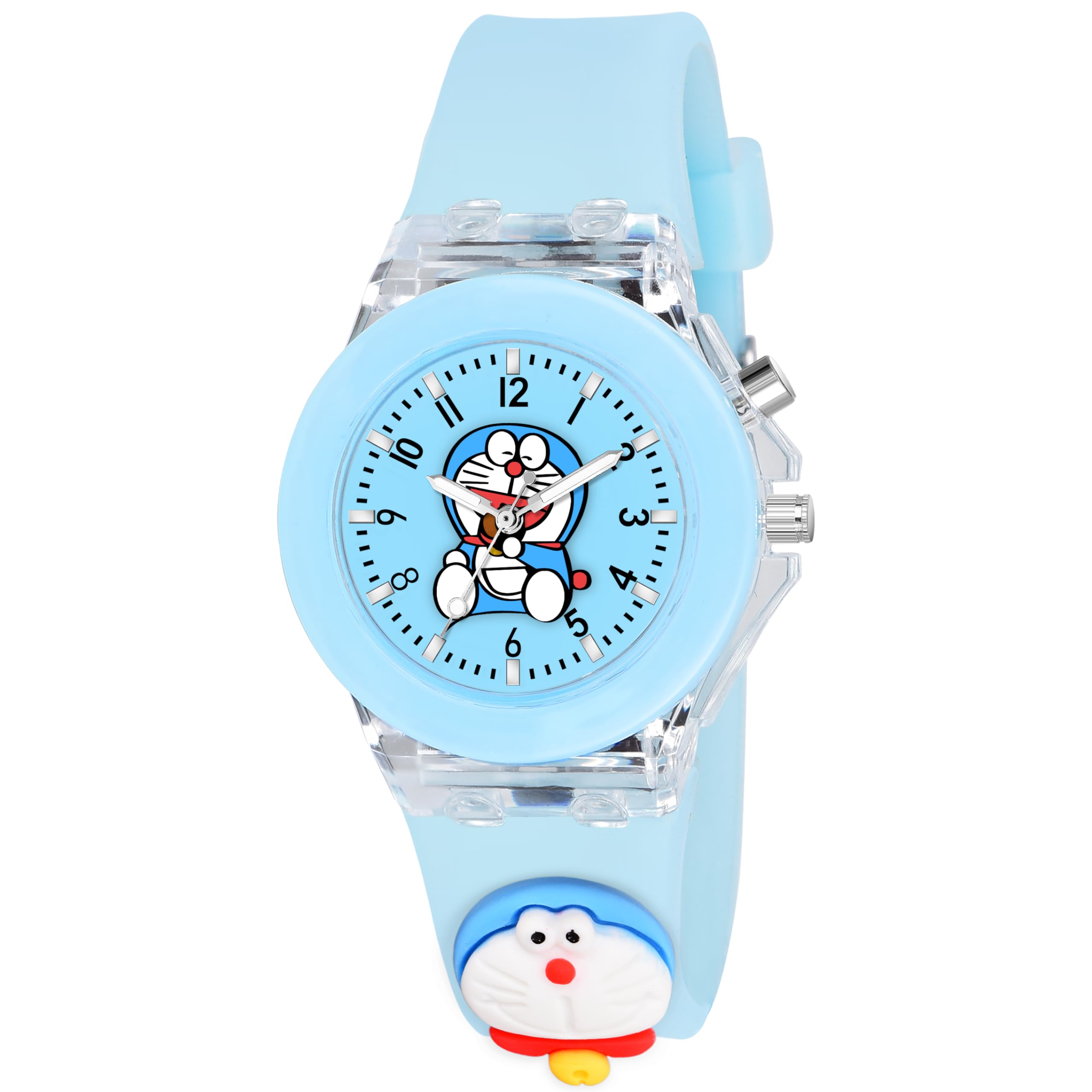GOLDENIZE FASHION Kids Analog Multicolour Glowing Disco Light Dial Watch for Boys & Girls Age Above 5 Years with 3D Cute Cartoon Analog Watch for Girls-Boys
