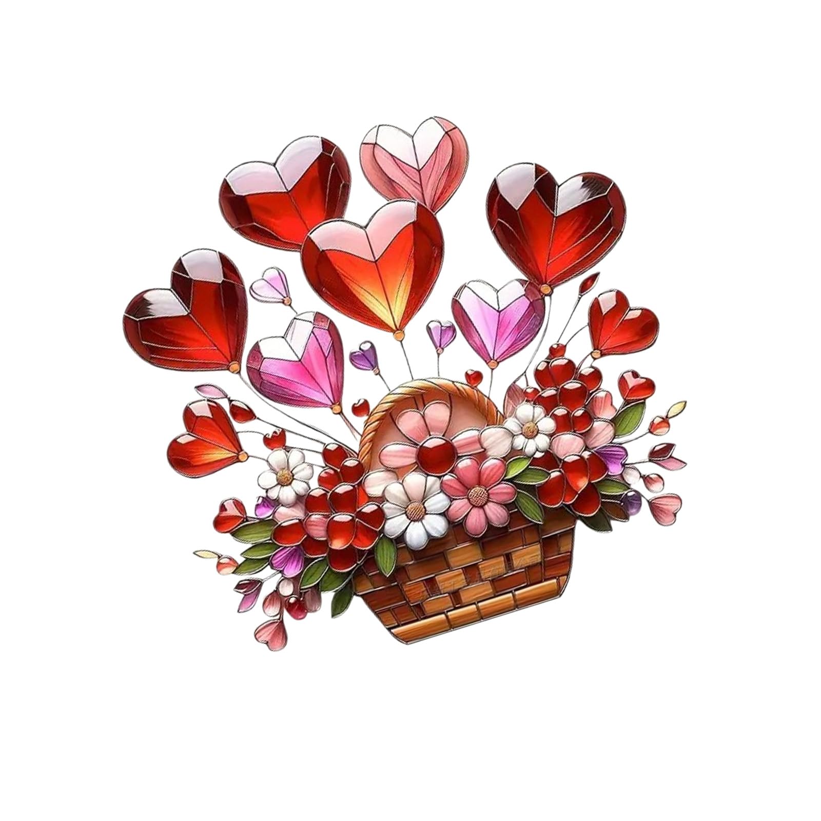 Tsophreniq Colorful Potted Plant Themed Stained Acrylic Window Decoration Ornament for Patios Garden Parties Outdoor Hanging Art Sign Window Ornament Colorful Flowers Decors Decorative Sign