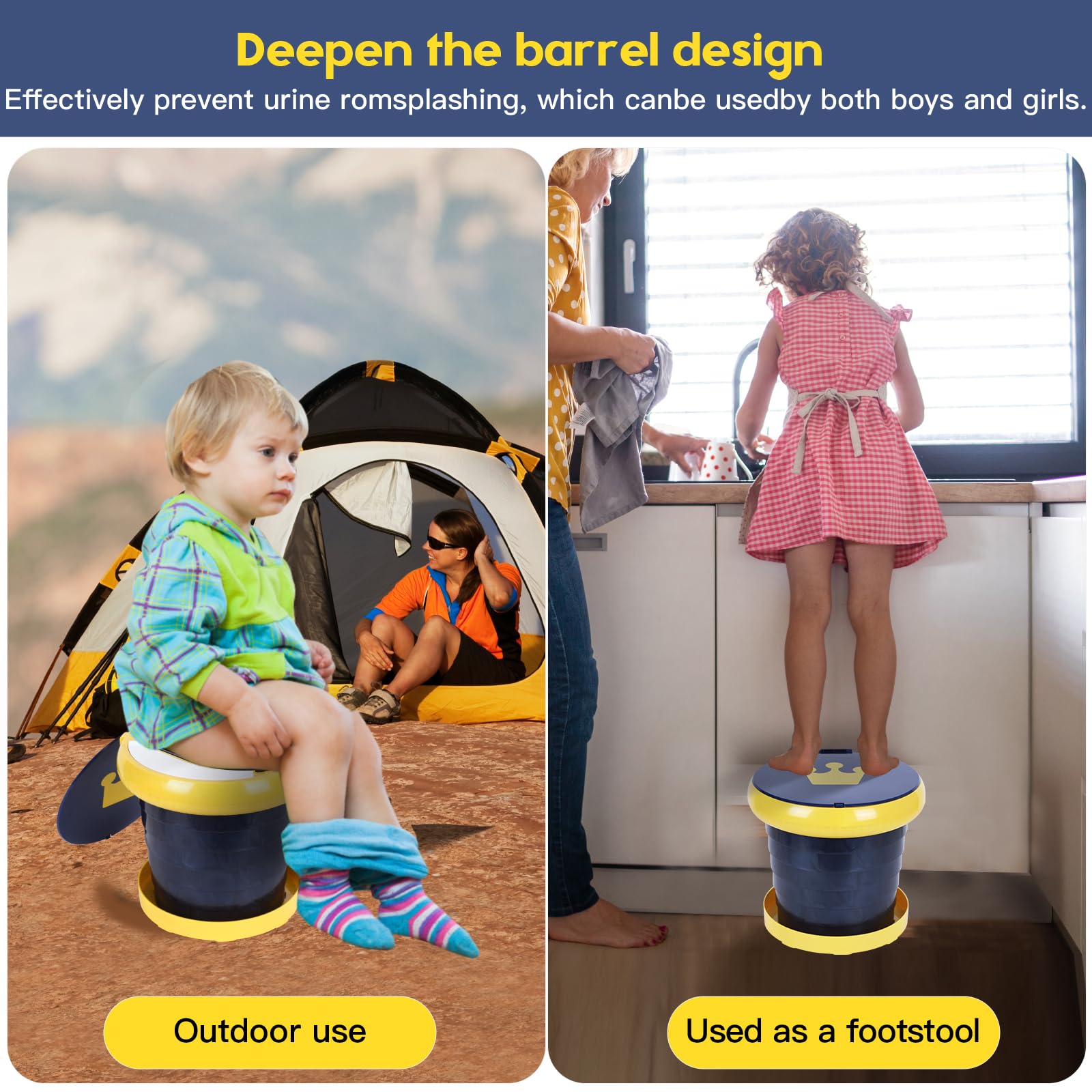 Orinal portátil, asiento plegable para viajes de niños, asiento de inodoro de entrenamiento para niños pequeños, inodoro de emergencia, orinal portátil para viajes de niños, para coche, camping, al