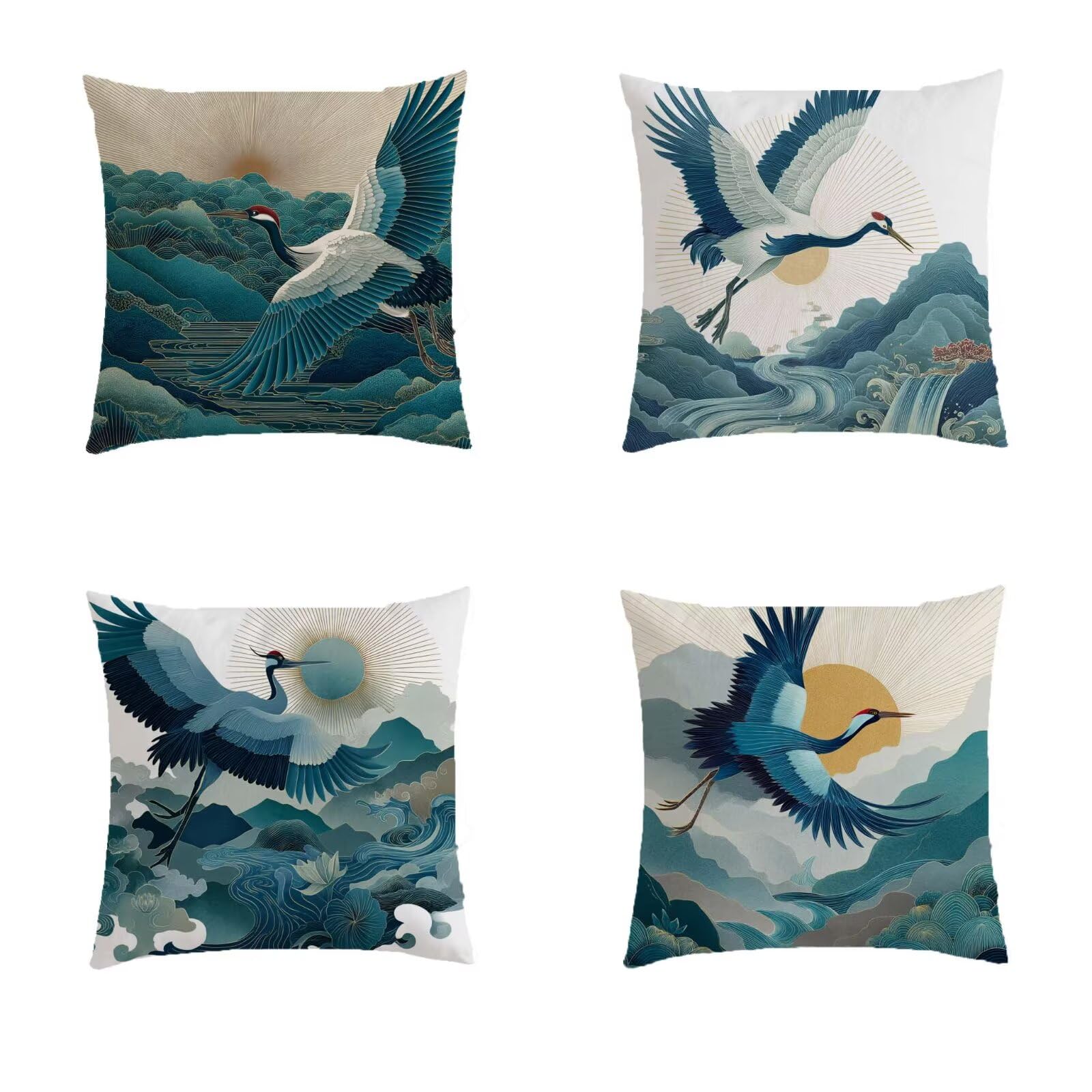 Housse coussin exterieur 70x70cm turquoise impermeable lot de 4