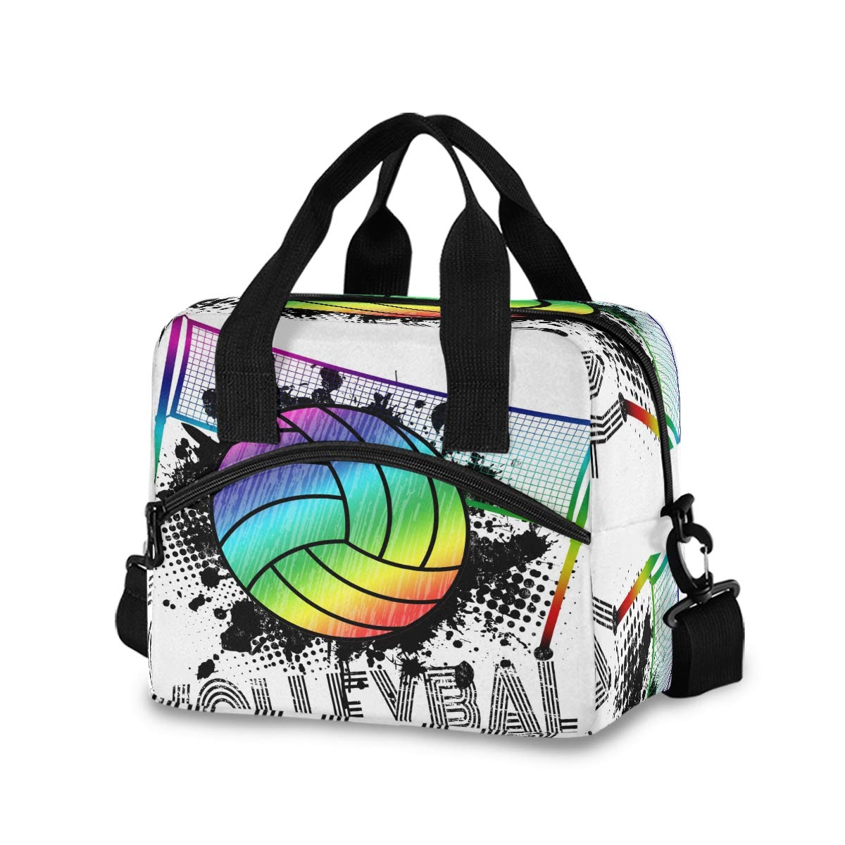 YVONAU Lunch-Tasche Isoliert – 29x18x24 Cm, Volleyball-Design, Mit Schultergurt, Für Schule, Büro, Picknick