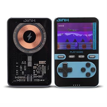 JINX Alpha Pro Wireless Magnetic Powerbank with Retro Video Game|Classic Built-in Retro Games with Powerbank|8000mAh 15W Magsafe Compatible Power Bank Fast Charging for iPhone, Android (Blue) - image, photos