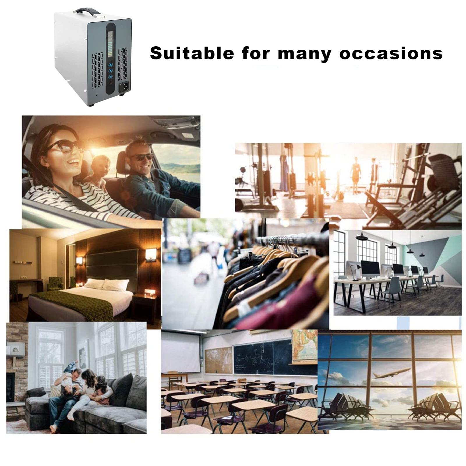 RDJSHOP Generador de Ozono con Pantalla Táctil Ozonizador con Mando a Distancia, Comercial Portátil Generadores de Ozono para Habitaciones Grandes, Fábricas, Bares,White-20000mg/h