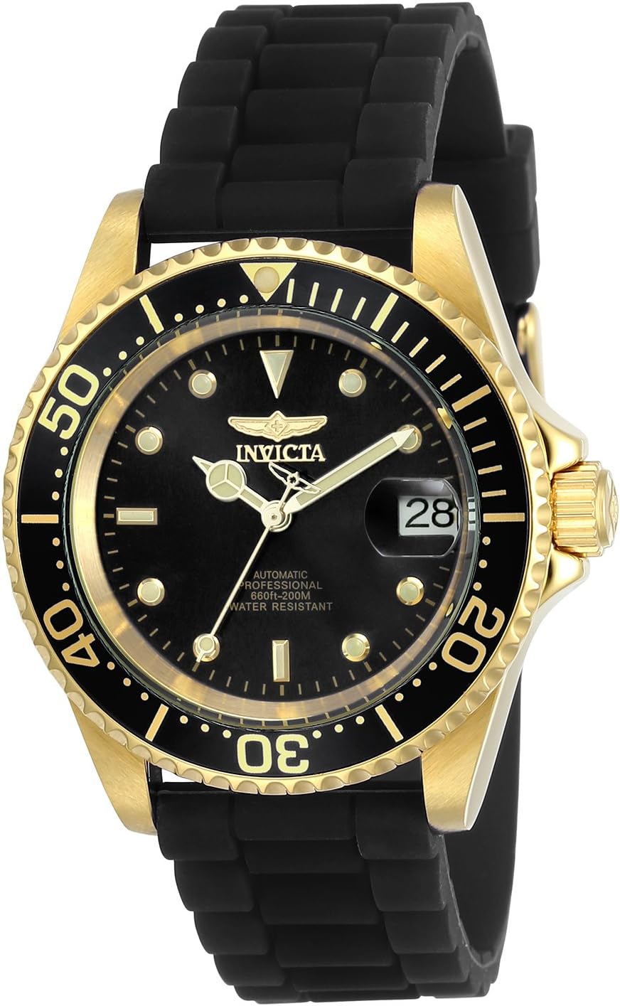 Men's Pro Diver Automatic Watch with Silicone Band, Black (Model 23681)