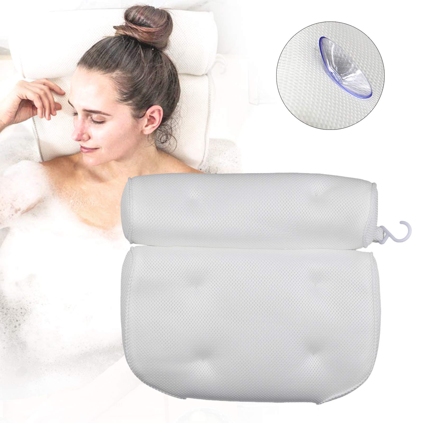 Cuscino Vasca Da Bagno In Mesh 4D - Con 6 Ventose, Supporto Per Collo E Schiena, Ideale Per Relax - Foto 4