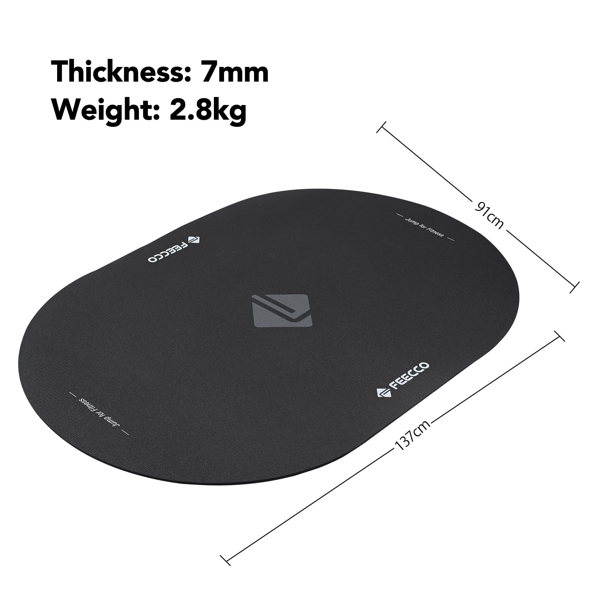 Feecco Tappetino per Corda per Saltare 137x91 cm 7 mm Ultra Spesso