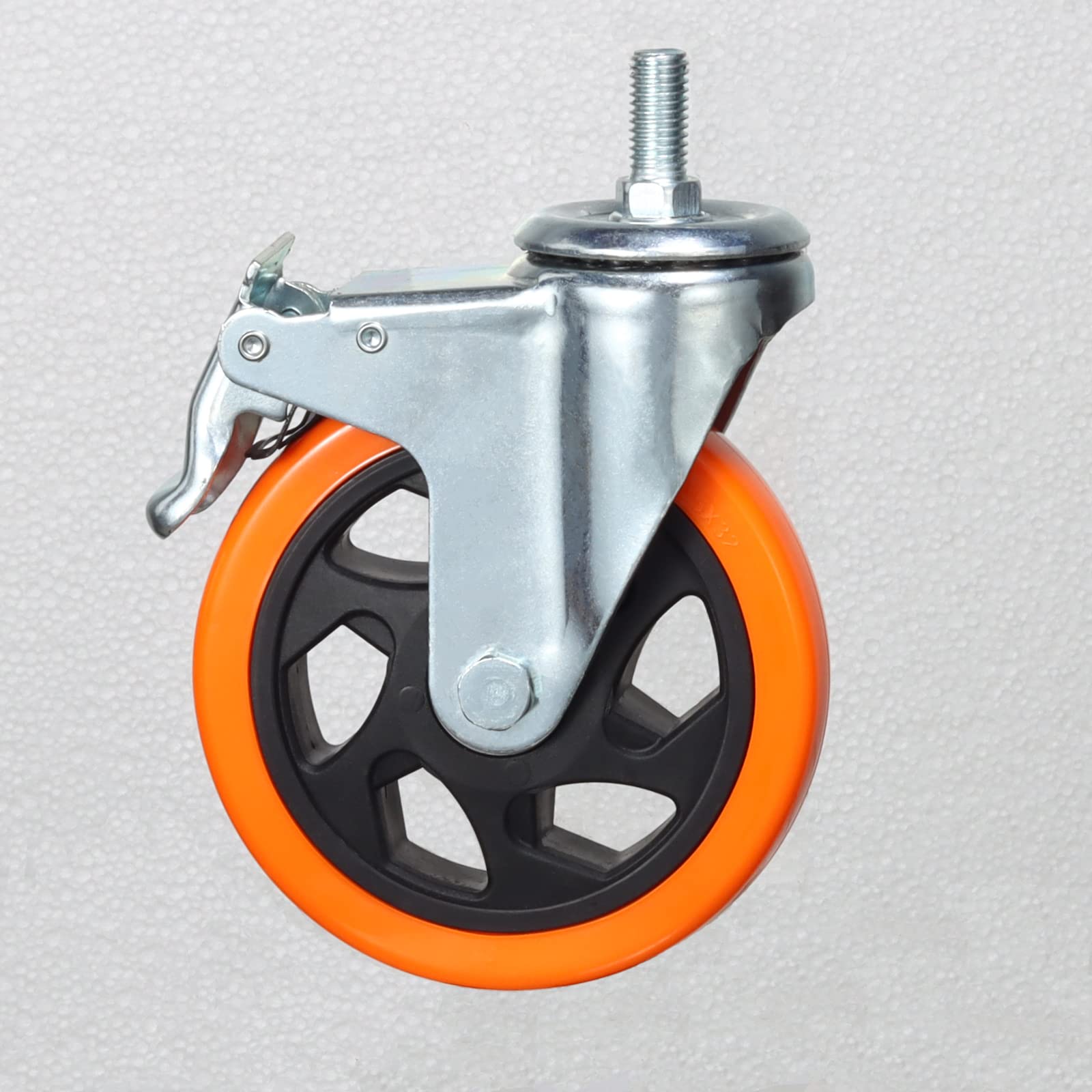 Wytrzymałe, obrotowe koła, 3-calowe żółte kółka z trzpieniem metrycznym M12-1,75x25 mm, podwójne hamulce, kółka bezpieczne do 1200 funtów/zestaw do przemysłu i mebli, zestaw 4 szt.