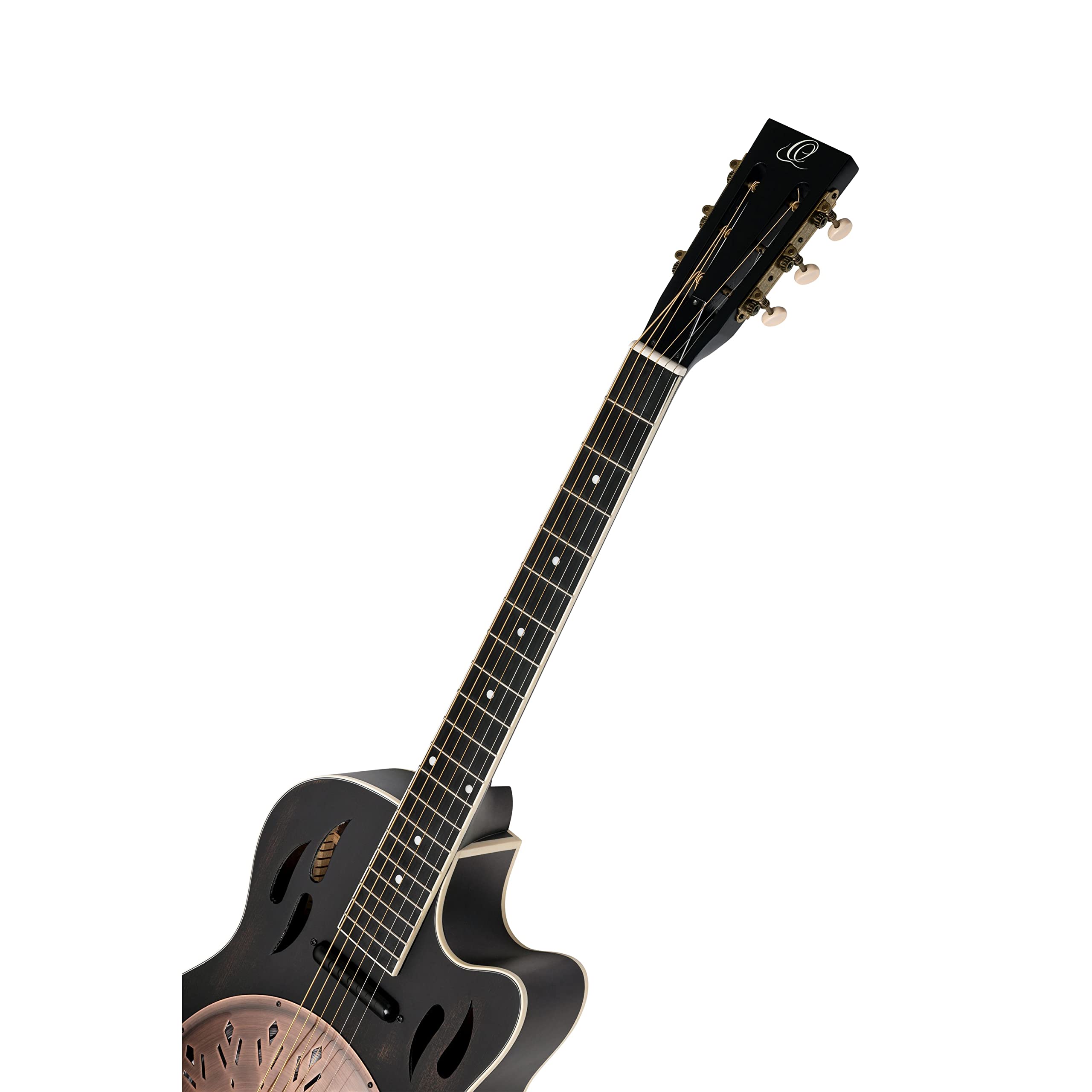 Ortega Guitars Resonator Gitarre Elektro-Akustisch – Americana Series – Lipstick Pickup – Mahagoni, Schwarz (RRG40CE-DBK)
