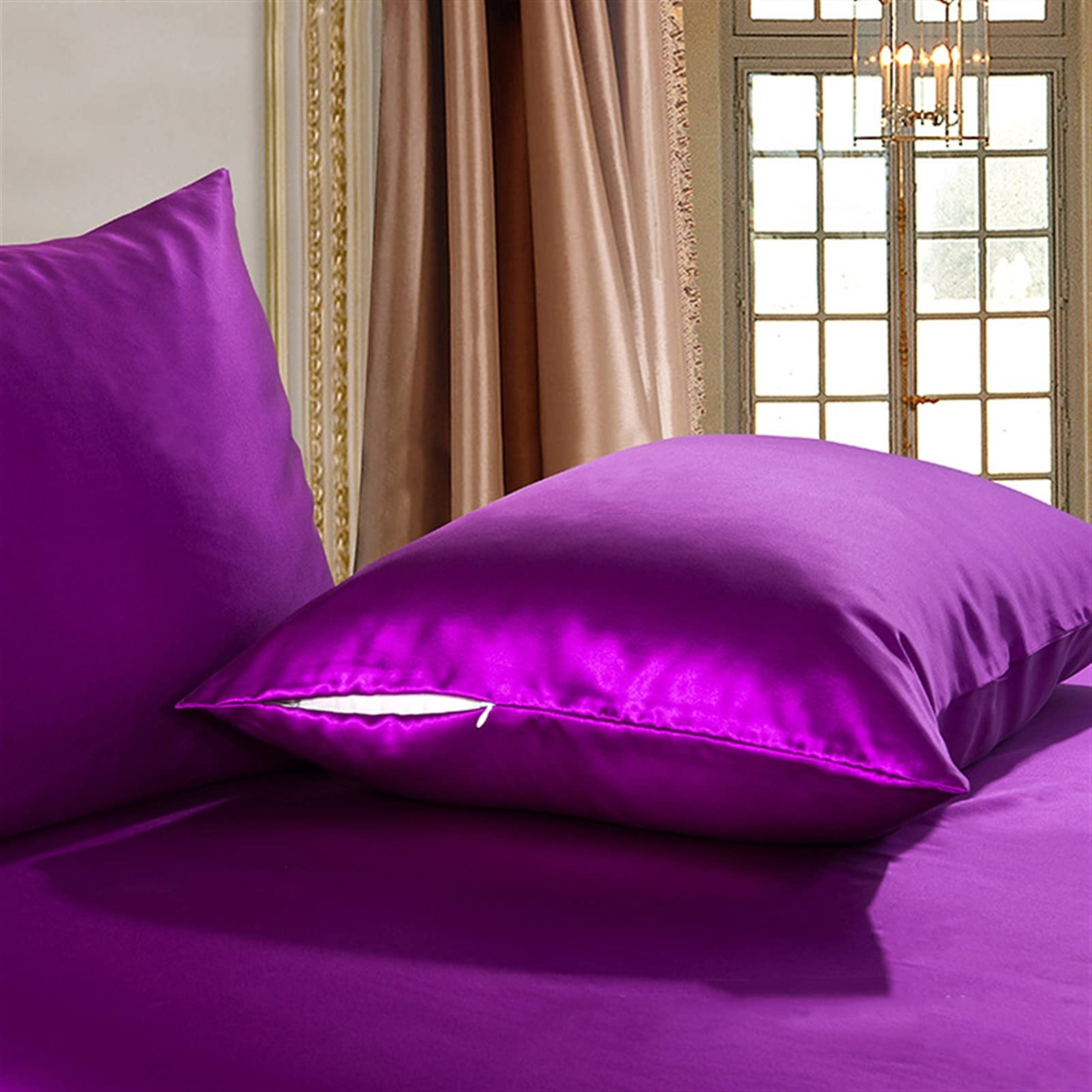 Federa Seta Cuscino, Federe Raso Nature Mulberry Silk Pillowcase con cerniera pillowcases51x76 cuscino cuscino standard matrimoniale multicolor fornire all'ingrosso(Black)