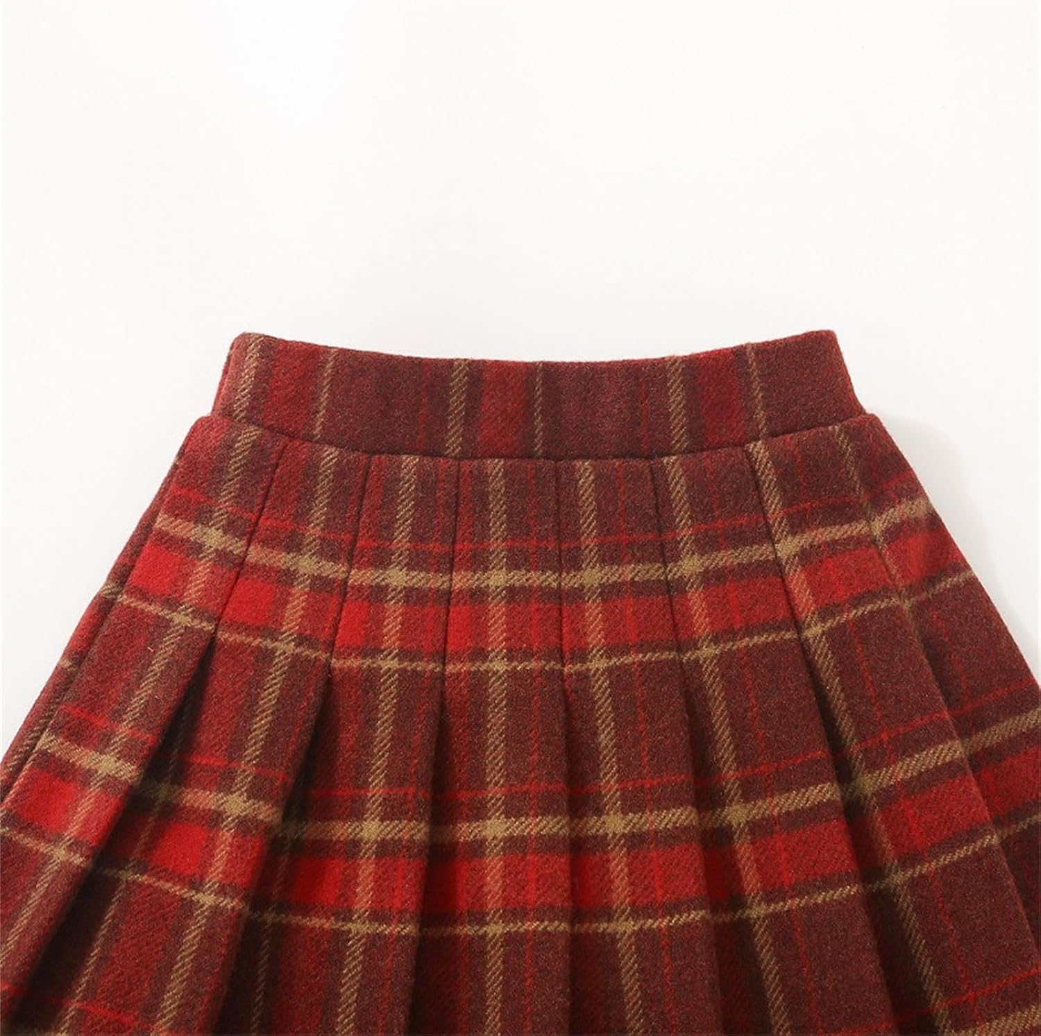 Girls Uniform Skort,Plaid Wool Pleated Skirt Winter School Skort