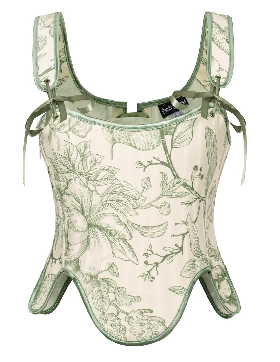 SCARLET DARKNESS Bustier Tops for Women Renaissance Floral Lace Up Bodyshaper Corset with Zipper