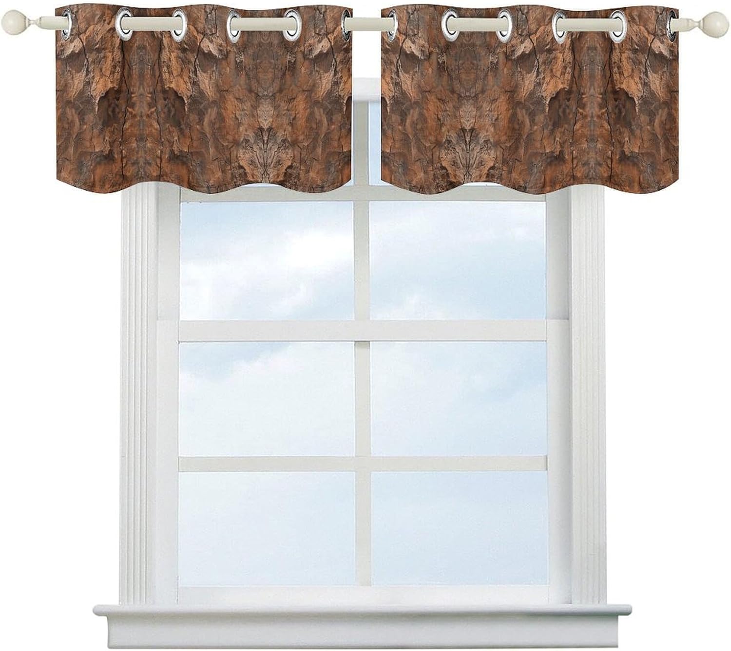 Small Window Curtains, Brown and Copper Printed Mini Window Curtains Valance, Pocket Window Curtains are Suitable for Homes, Offices, Farmhouses, and Restaurants