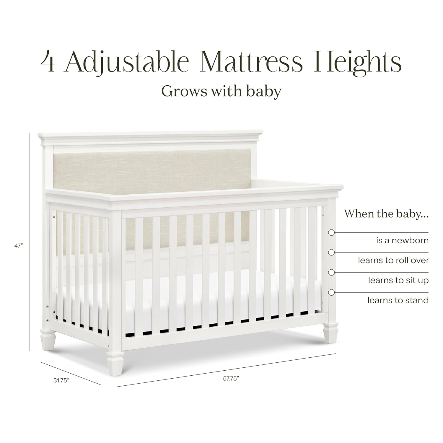 Namesake Darlington 4-in-1 Convertible Crib in Warm White, Greenguard Gold Certified