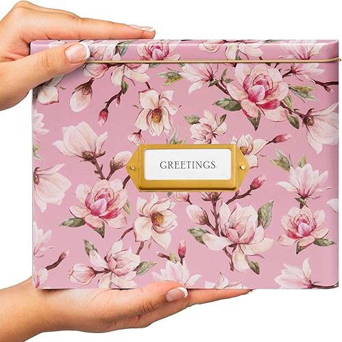 Vista 34 de Jot & Mark Juego de caja organizadora de tarjetas de felicitación, caja de lata decorativa para recetas, separadores de pestañas, tarjetas de Meadow