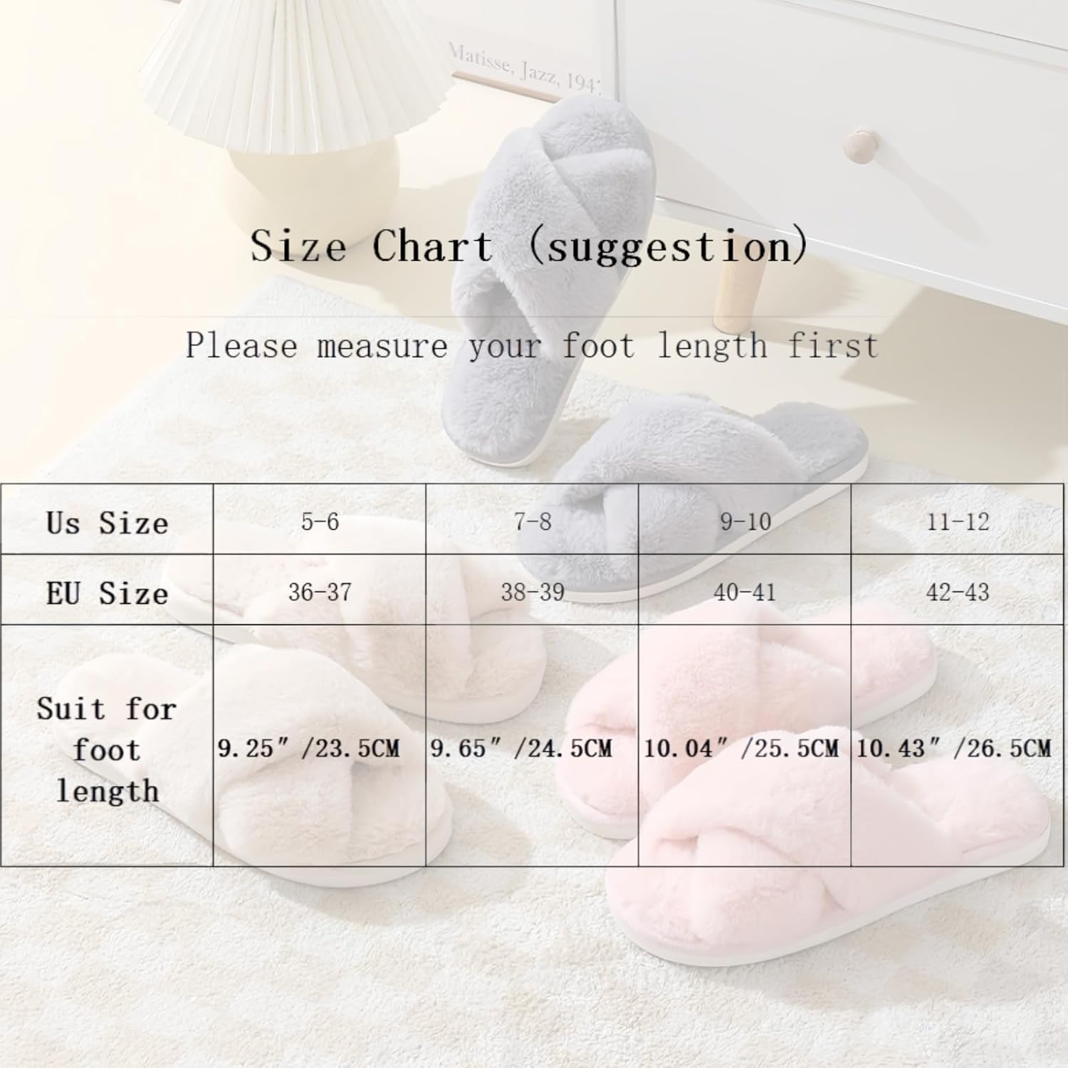 Fuzzy Slide Slippers for Women – Open Toe Faux Fur House Shoes with Memory Foam, Cute Indoor Bedroom Slippers for Ladies & Teens - Image 2