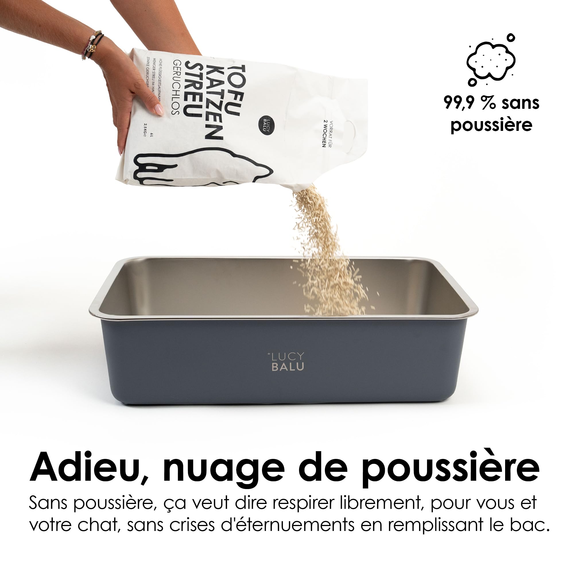 LucyBalu® Tofu Litière agglomérante pour Chat 24 litres I sans Odeur