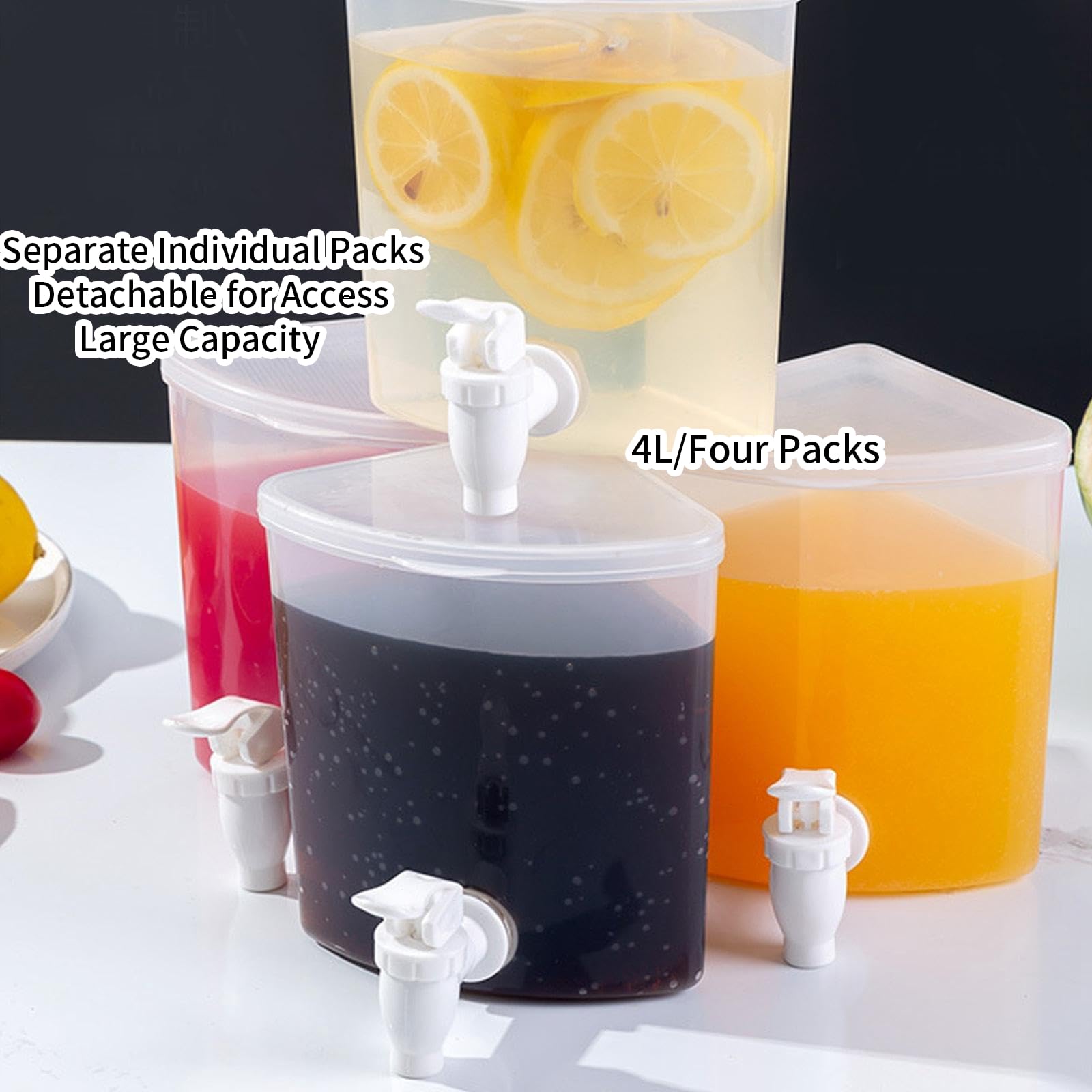 Dispenser Per Bevande, Dispenser Bevande, Dispenser Con Rubinetto Rotante Con Bollitore A 4 Griglie Staccabile Per Frigorifero, Grande Capacità, Plastica
