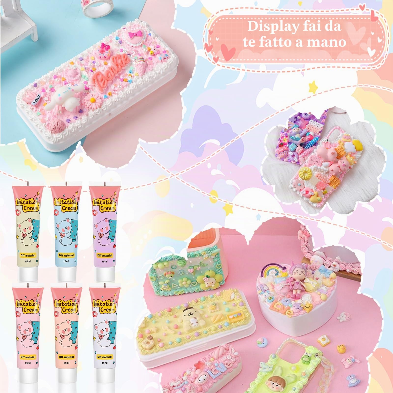 Colla crema multifunzionale - Kit di 6 colori (tubi da 15 g) per fai da te, scrapbooking, gioielli e decorazioni
