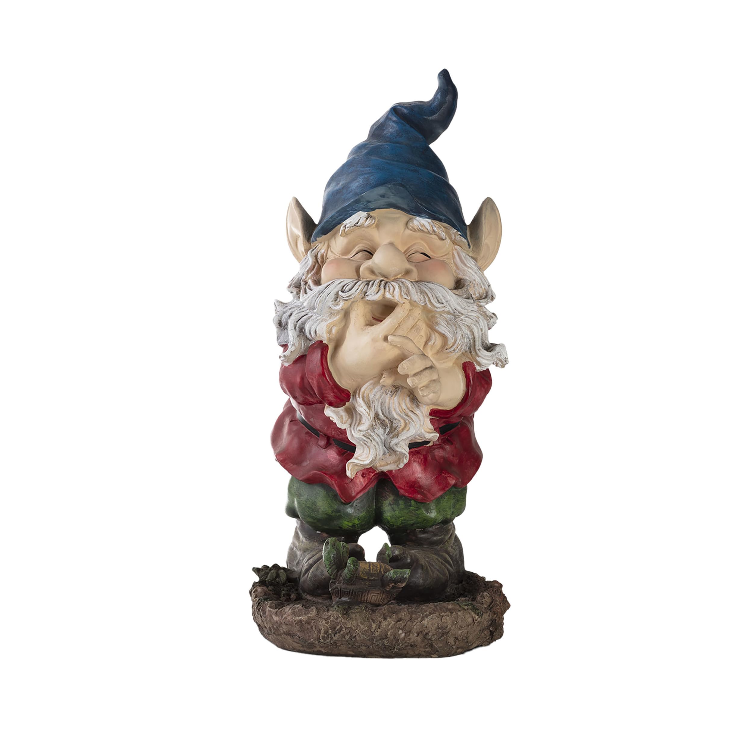 Alpine Corporation 15" Tall Outdoor Garden Gnome Smiling Yard Statue Decoration, Multicolor