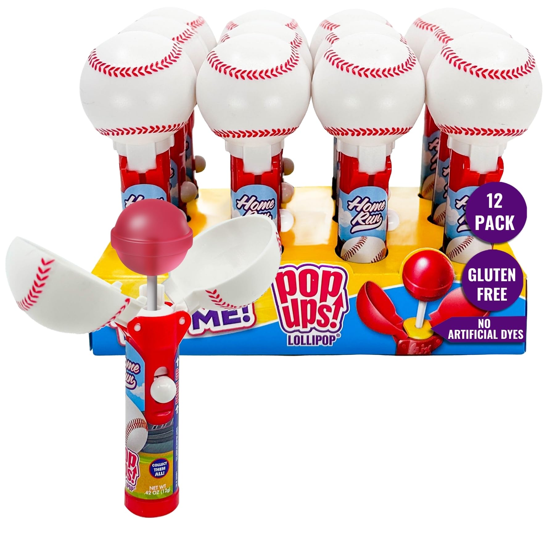 Amazon.com : Pop Ups! Baseball Lollipop Holder - 12 Lollipops with