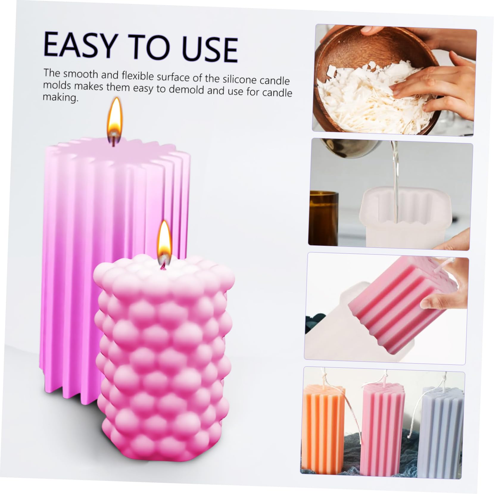 SHINEOFI 3 Set Di Per Candele in Silicone Per Realizzare Candele Facili Da Usare Forme Di Per Candele A Colonna Confezione Da 4 Pezzi*3