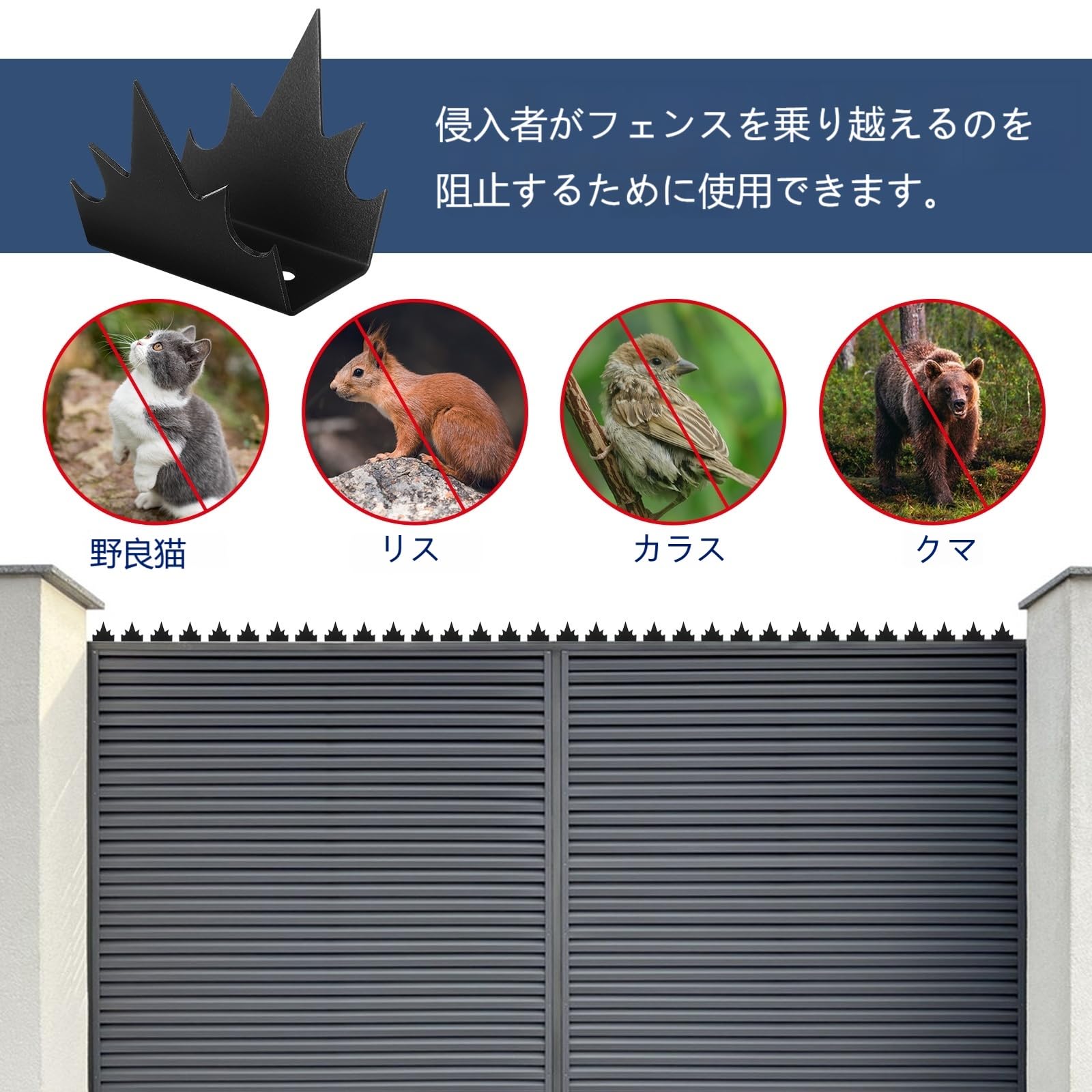 Amazon.co.jp: LEDMOMO 忍び返しスパイク 12個 鉄製 クマ侵入抑止