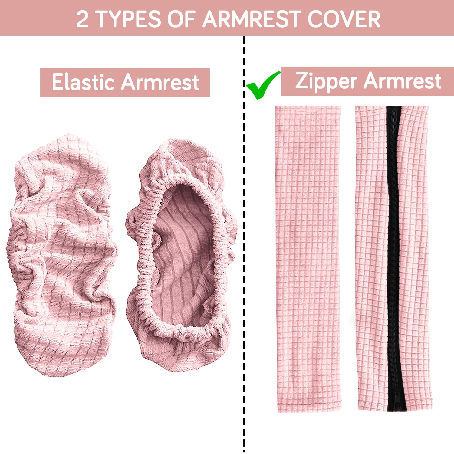 Pink Office Chair Armrest Cover - Waterproof & Washable -4