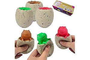 Funny Dinosaur Toy 3Pcs Colorful Evil Dinosaur Pop Out Eggs Cute Sensory...