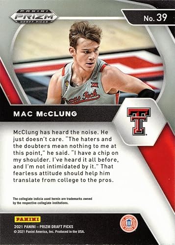 Miniatura 2 de 2021-22 Panini Prizm Draft Picks Basketball #39 Mac McClung Rookie Card